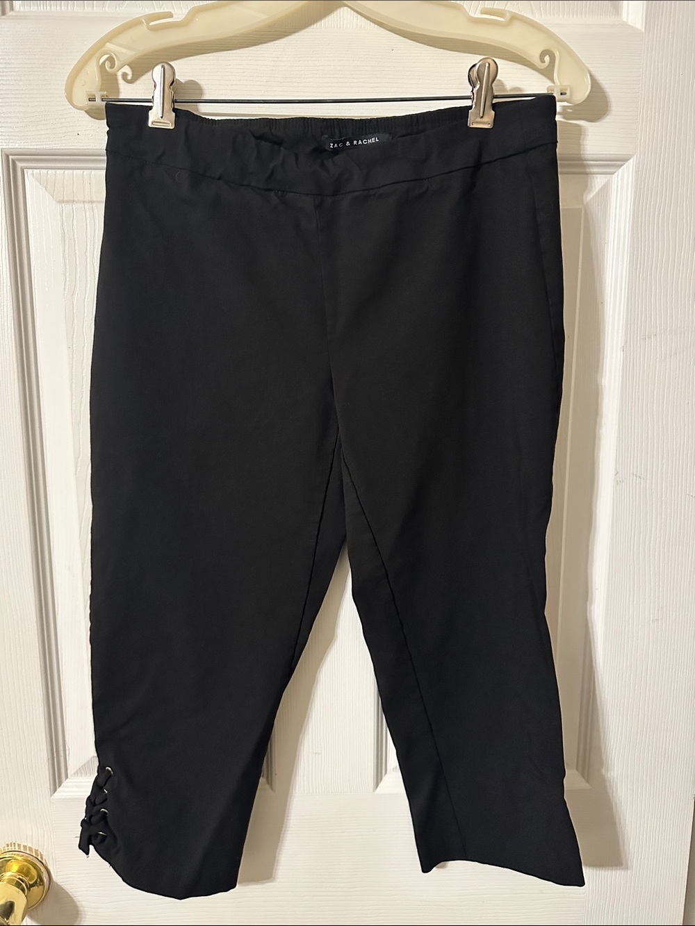 Zac & Rachel Black Cropped Pants with Side Tie Accent